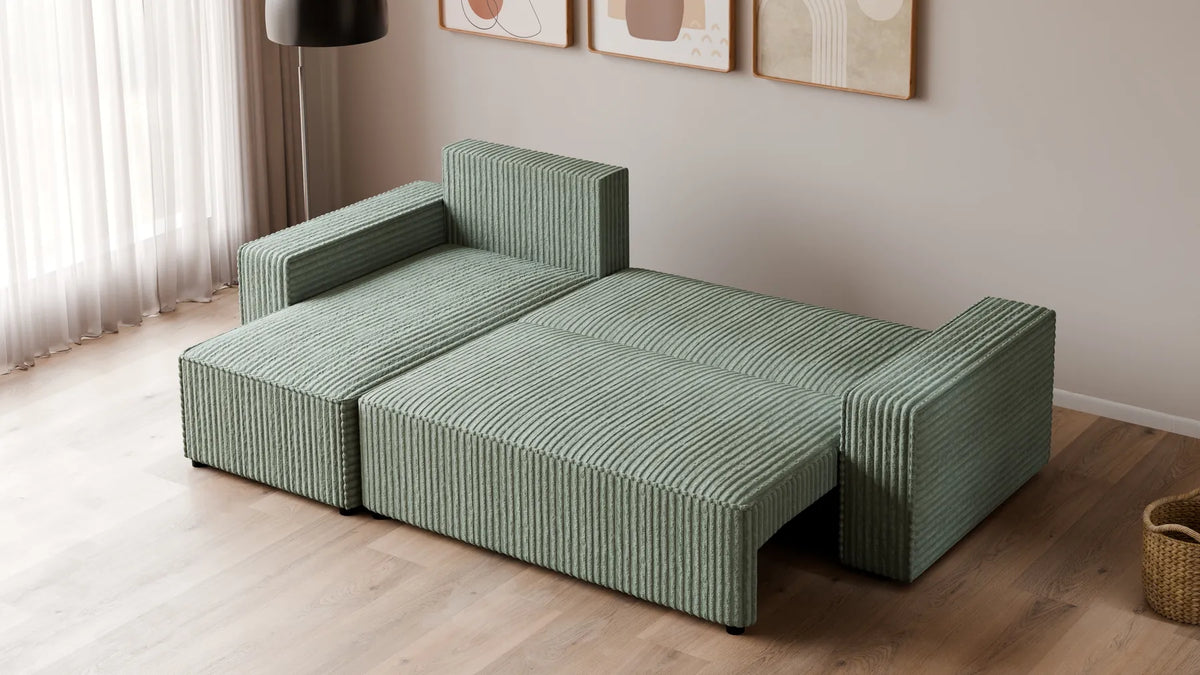 Ecksofa mit Schlaffunktion – Tobi Cordstoff Ambience, L-Form