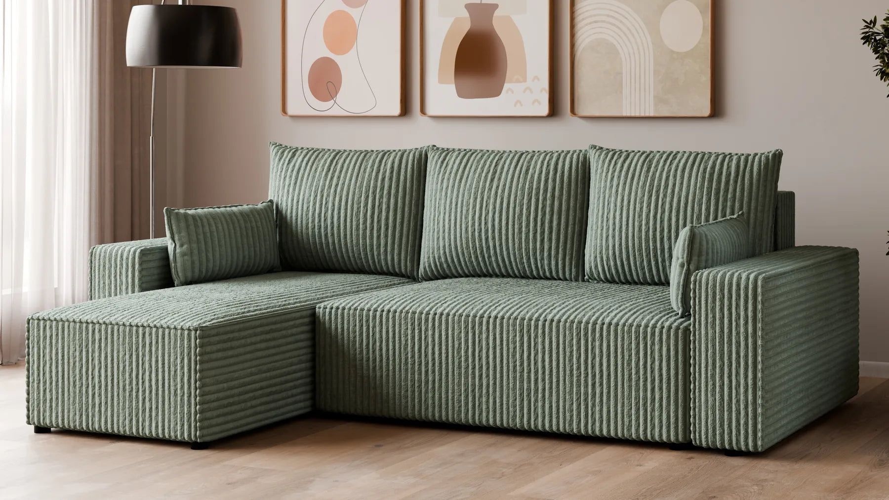 Ecksofa mit Schlaffunktion – Tobi Cordstoff Ambience, L-Form