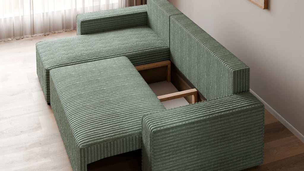Ecksofa mit Schlaffunktion – Tobi Cordstoff Ambience, L-Form