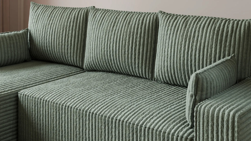 Ecksofa mit Schlaffunktion – Tobi Cordstoff Ambience, L-Form