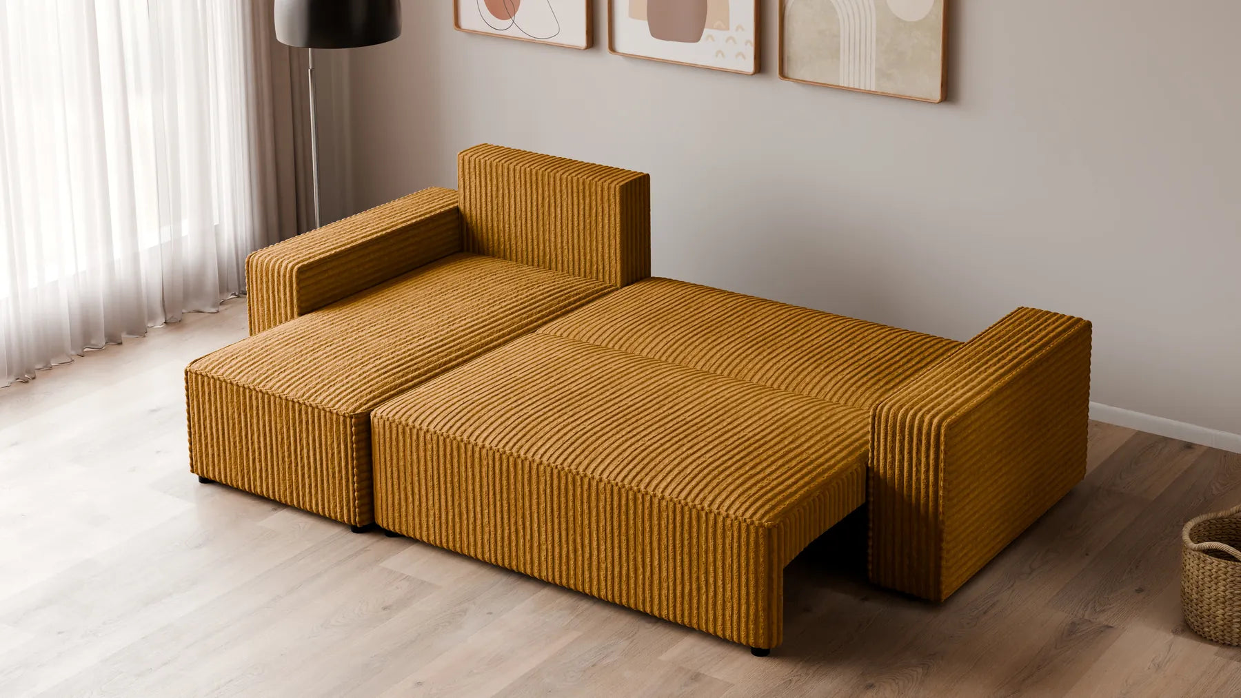 Ecksofa mit Schlaffunktion – Tobi Cordstoff Ambience, L-Form