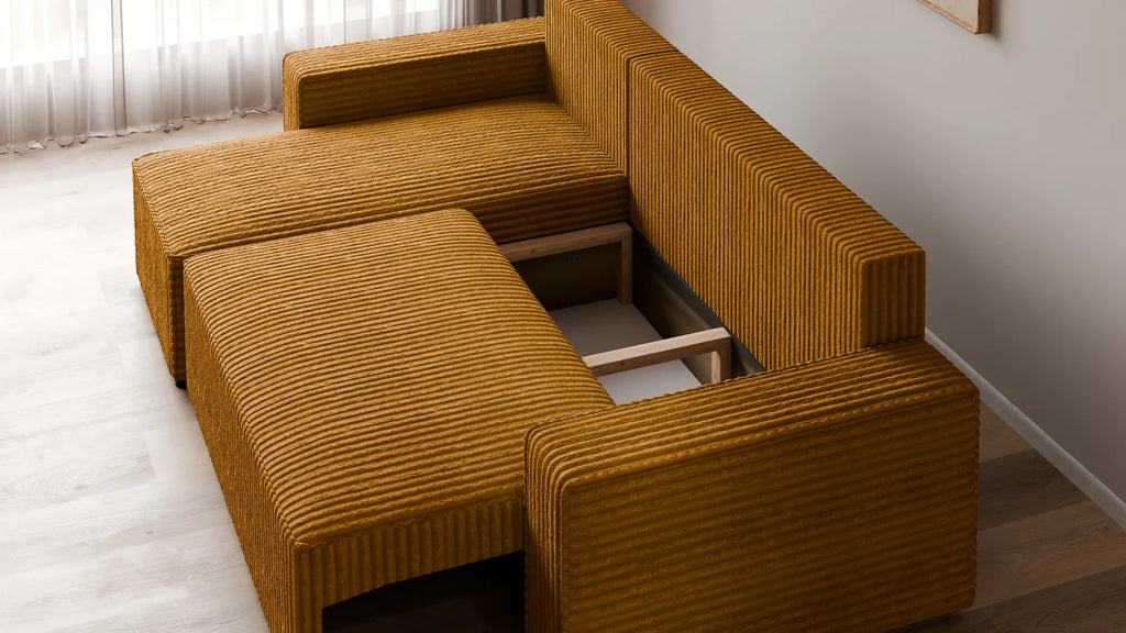 Ecksofa mit Schlaffunktion – Tobi Cordstoff Ambience, L-Form