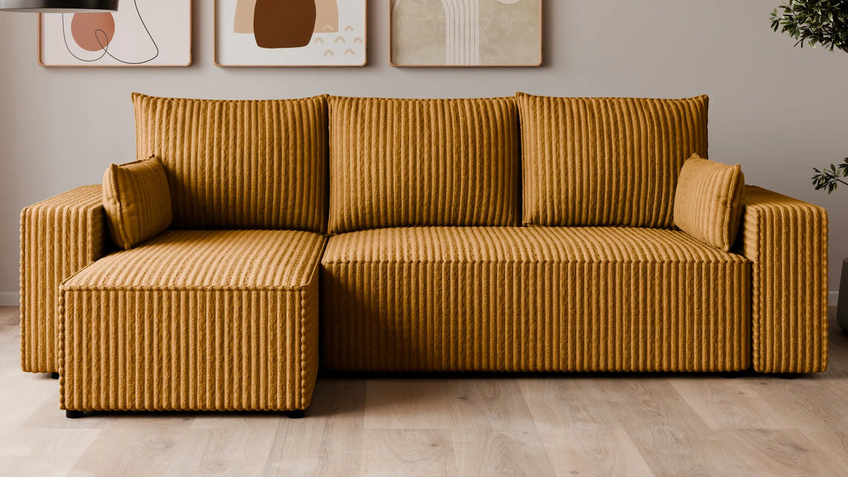 Ecksofa mit Schlaffunktion – Tobi Cordstoff Ambience, L-Form