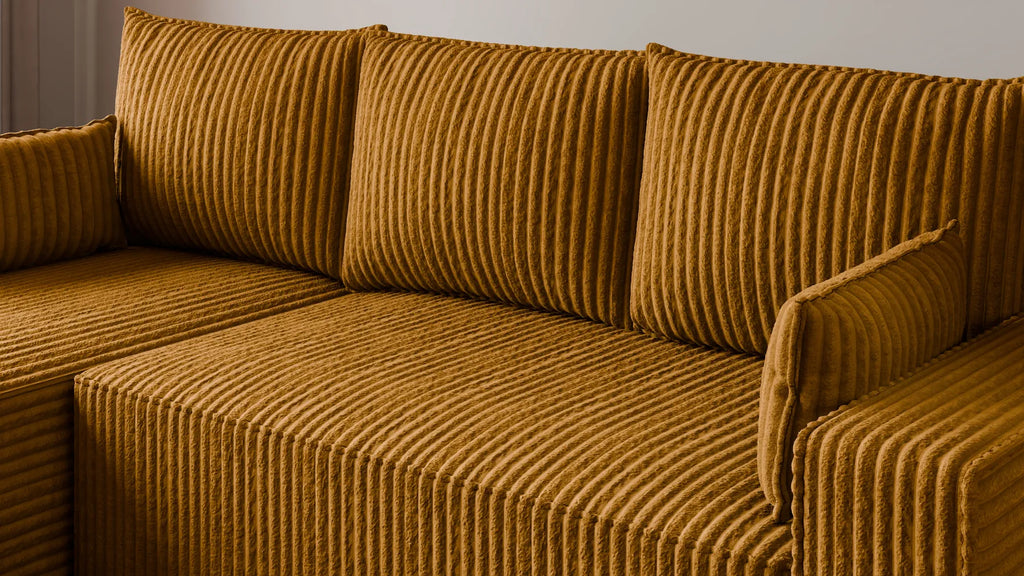 Ecksofa mit Schlaffunktion – Tobi Cordstoff Ambience, L-Form