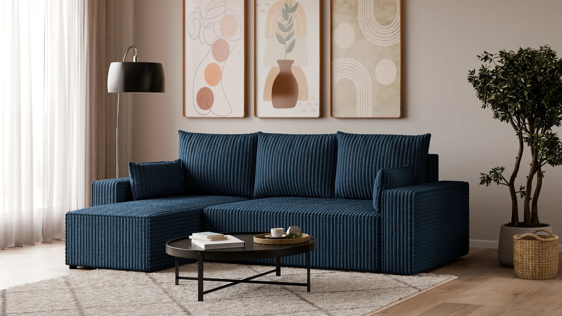 Ecksofa mit Schlaffunktion – Tobi Cordstoff Ambience, L-Form