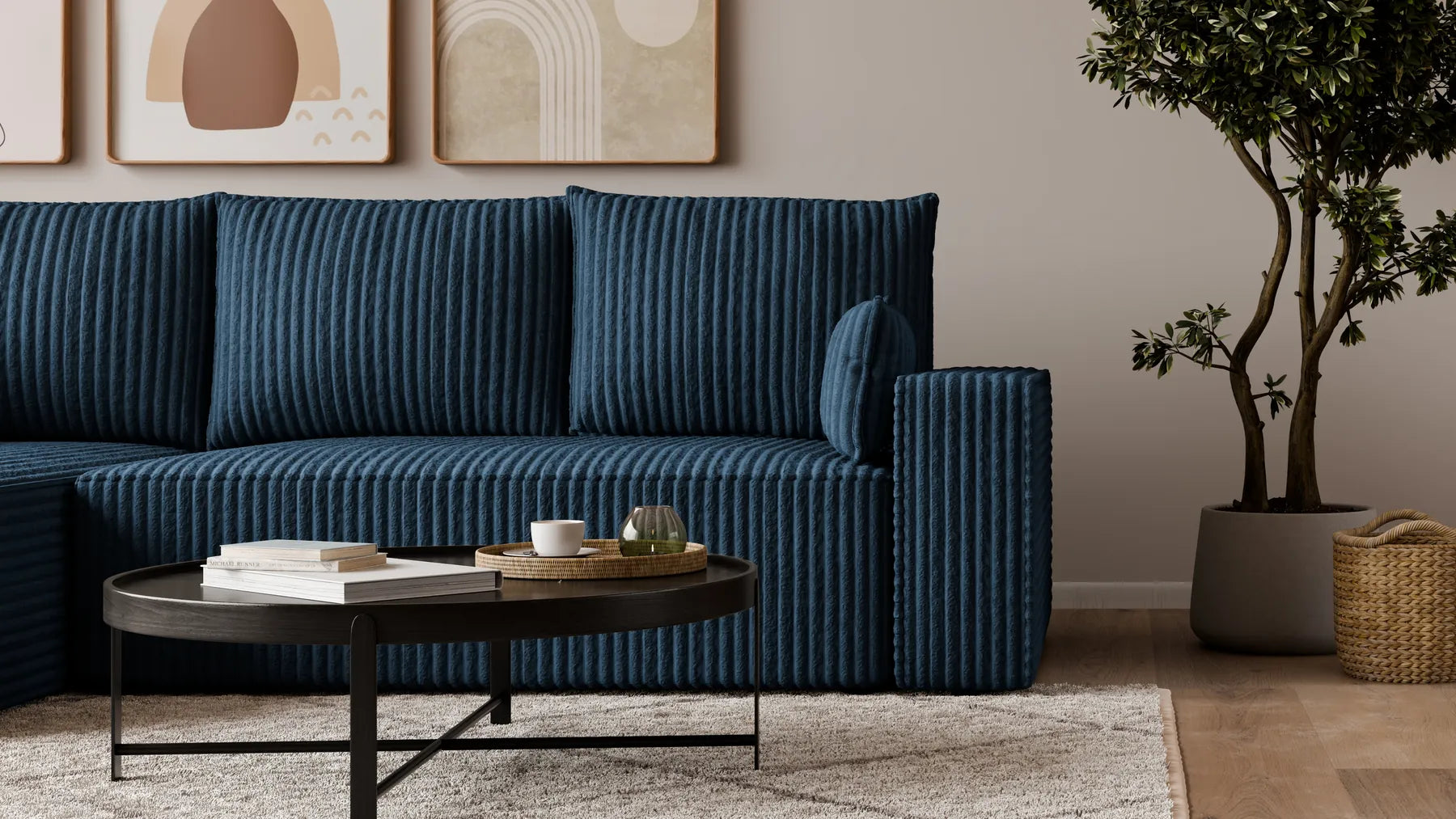 Ecksofa mit Schlaffunktion – Tobi Cordstoff Ambience, L-Form