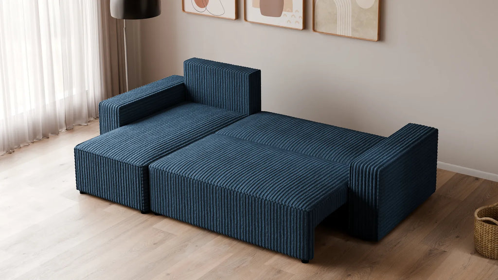 Ecksofa mit Schlaffunktion – Tobi Cordstoff Ambience, L-Form