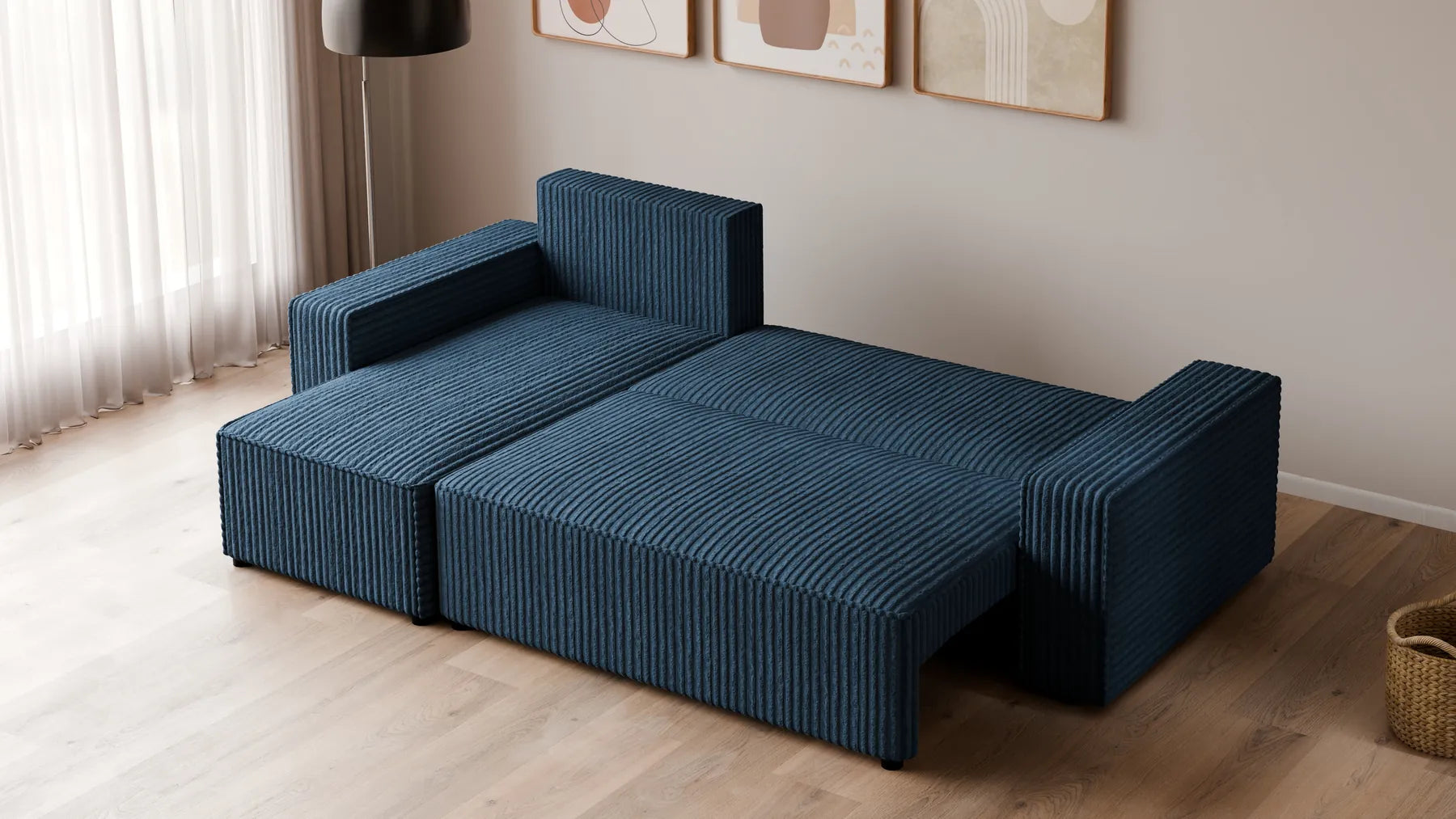 Ecksofa mit Schlaffunktion – Tobi Cordstoff Ambience, L-Form