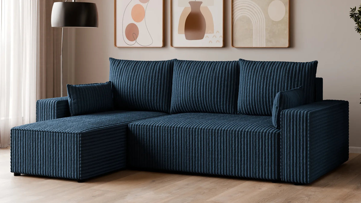 Ecksofa mit Schlaffunktion – Tobi Cordstoff Ambience, L-Form
