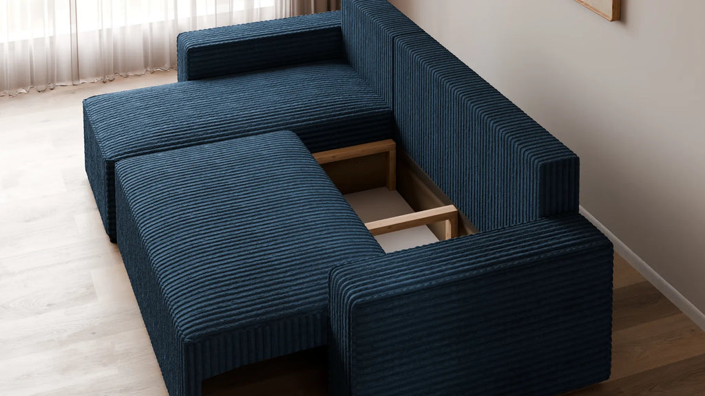 Ecksofa mit Schlaffunktion – Tobi Cordstoff Ambience, L-Form