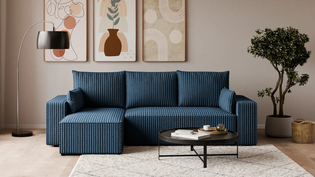 Ecksofa mit Schlaffunktion – Tobi Cordstoff Ambience, L-Form