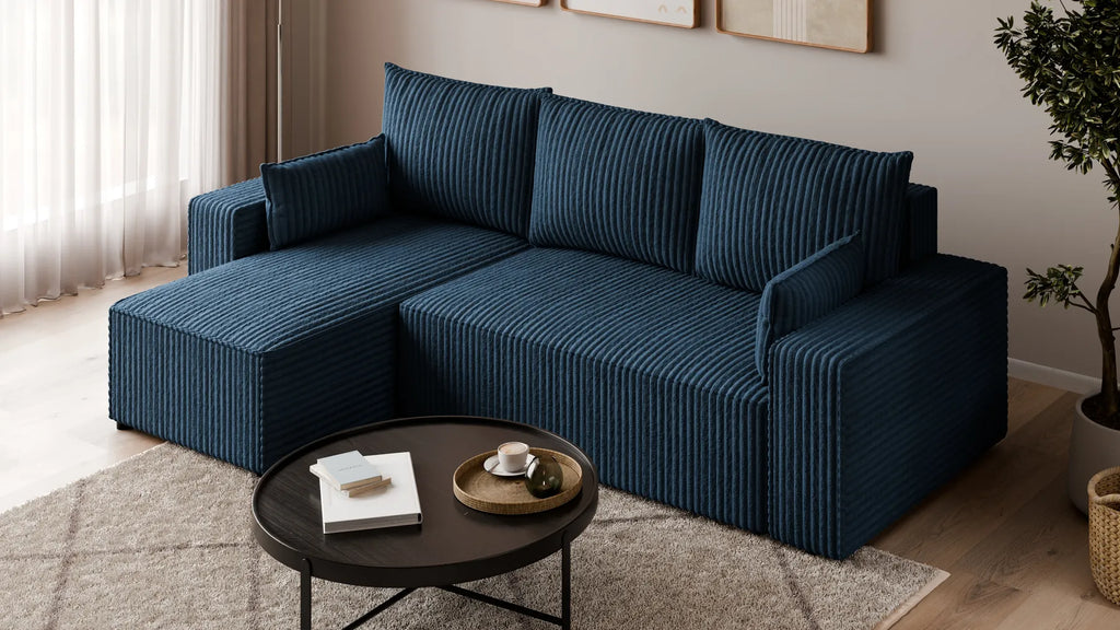 Ecksofa mit Schlaffunktion – Tobi Cordstoff Ambience, L-Form