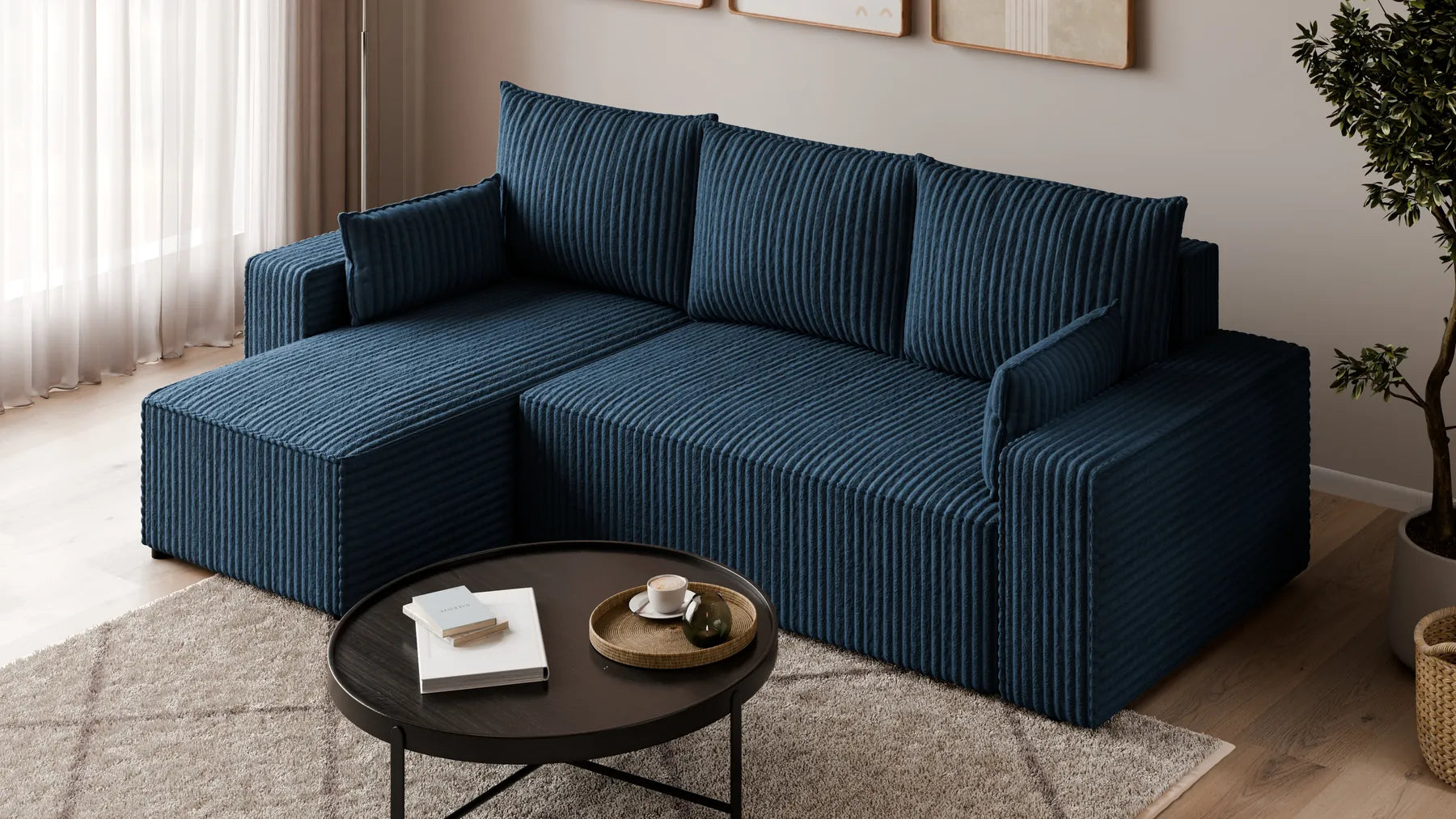 Ecksofa mit Schlaffunktion – Tobi Cordstoff Ambience, L-Form