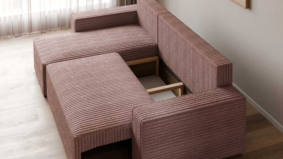 Ecksofa mit Schlaffunktion – Tobi Cordstoff Ambience, L-Form