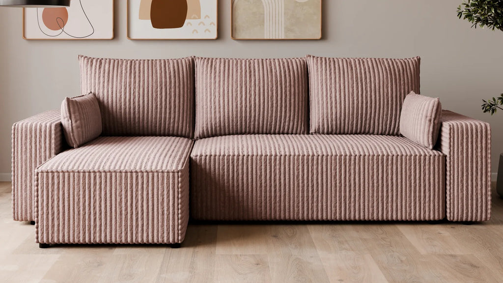 Ecksofa mit Schlaffunktion – Tobi Cordstoff Ambience, L-Form