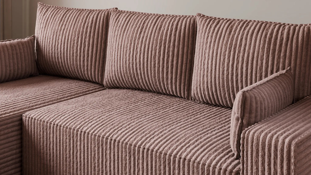 Ecksofa mit Schlaffunktion – Tobi Cordstoff Ambience, L-Form