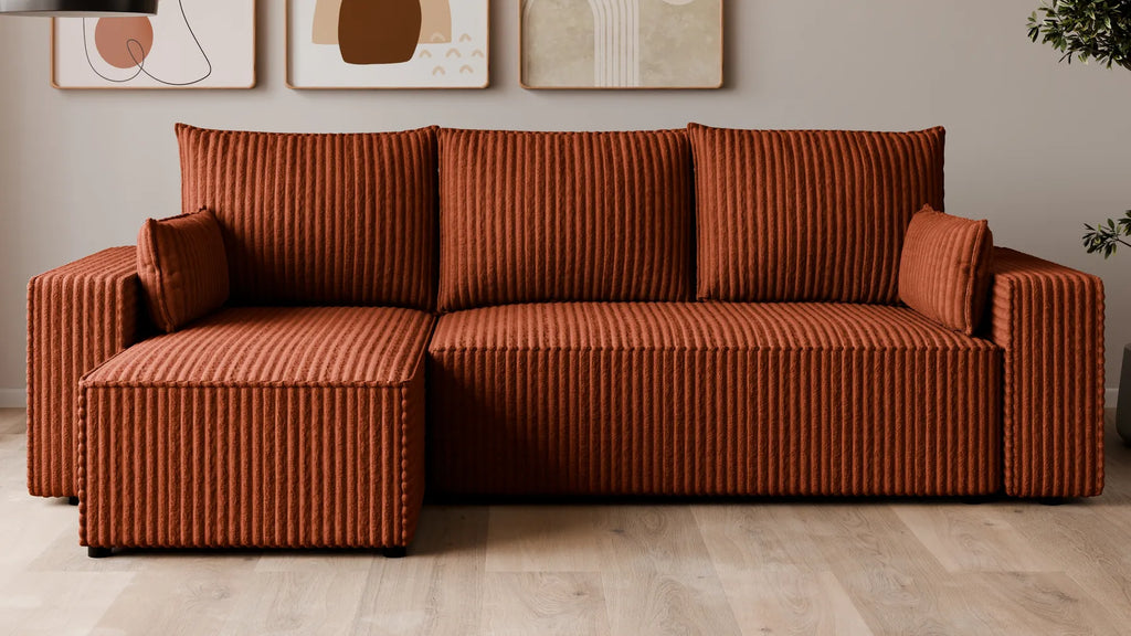 Ecksofa mit Schlaffunktion – Tobi Cordstoff Ambience, L-Form