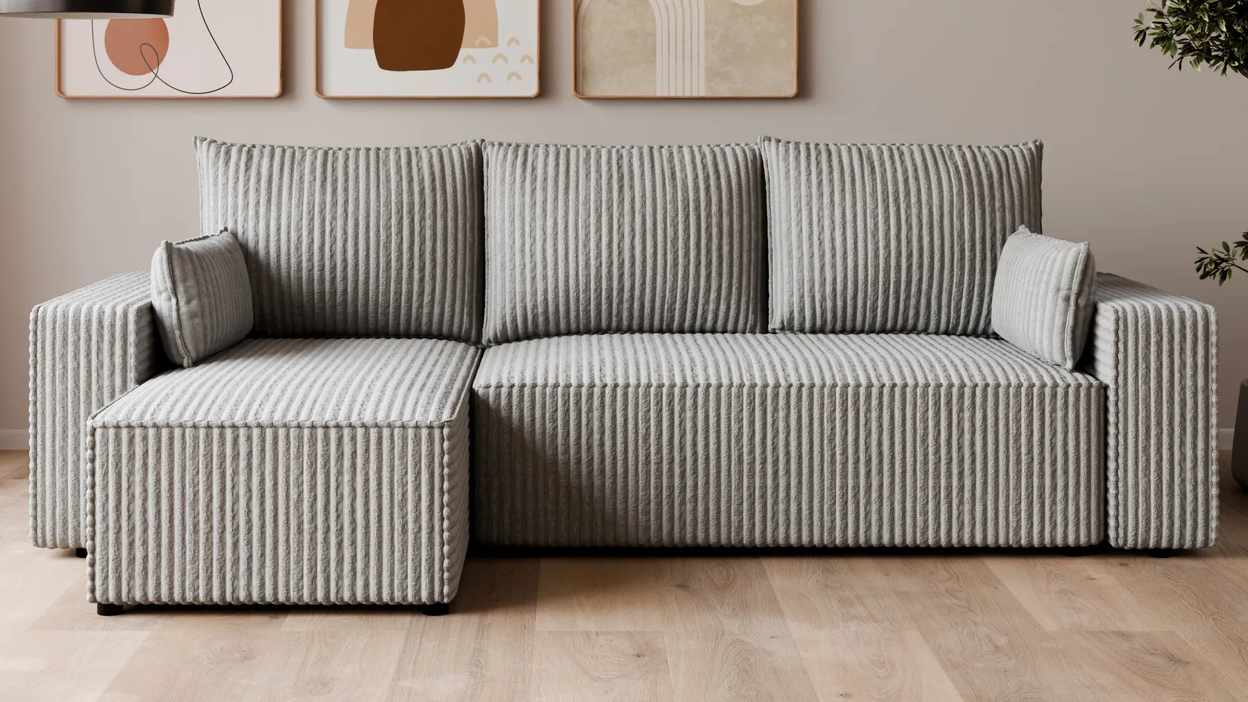 Ecksofa mit Schlaffunktion – Tobi Cordstoff Ambience, L-Form