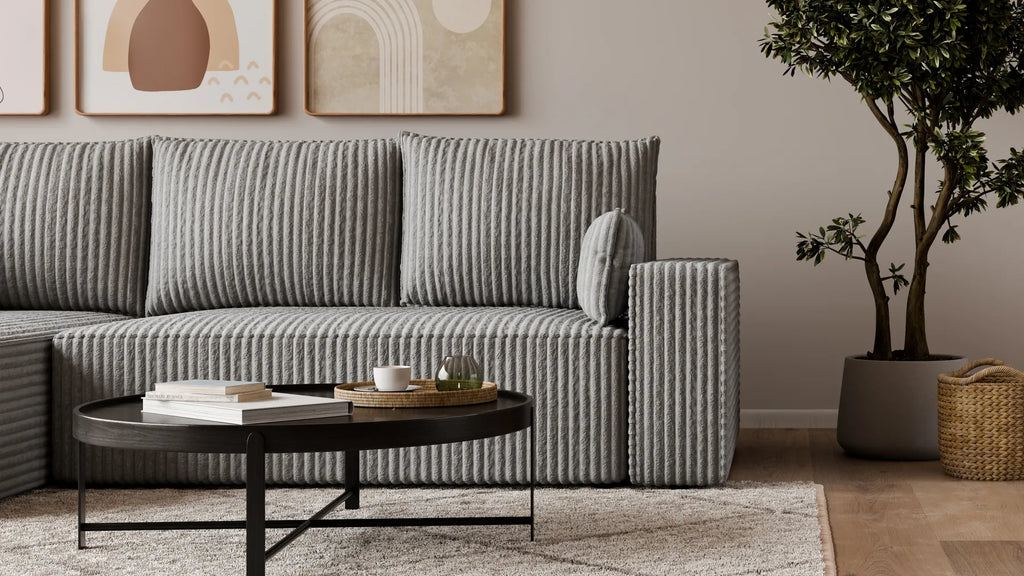 Ecksofa mit Schlaffunktion – Tobi Cordstoff Ambience, L-Form