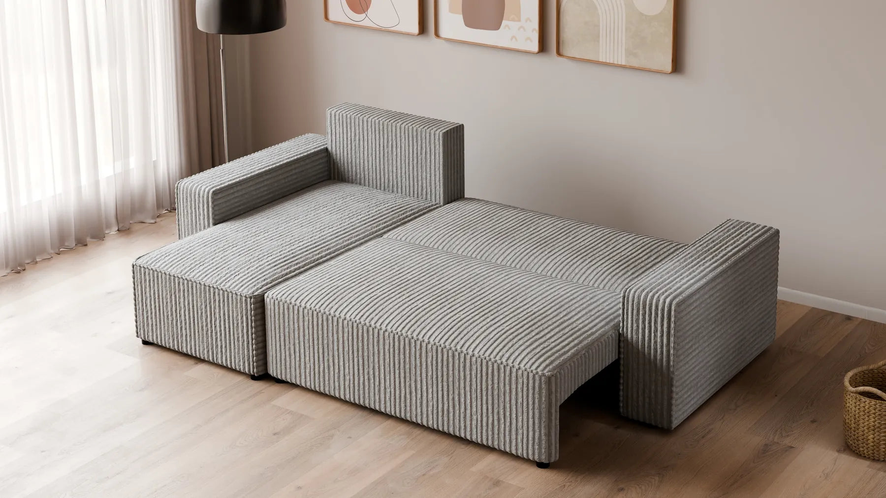 Ecksofa mit Schlaffunktion – Tobi Cordstoff Ambience, L-Form