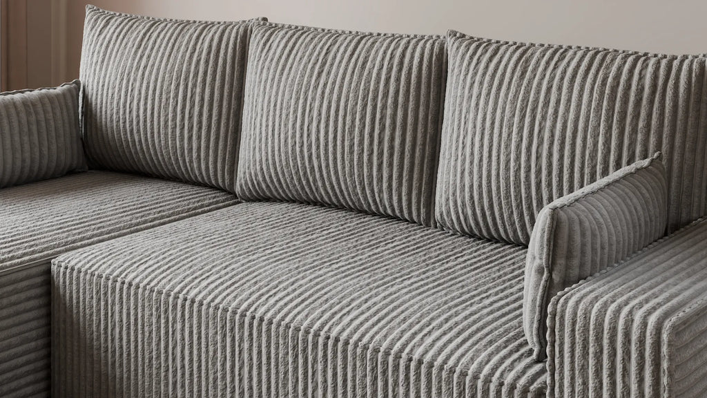 Ecksofa mit Schlaffunktion – Tobi Cordstoff Ambience, L-Form