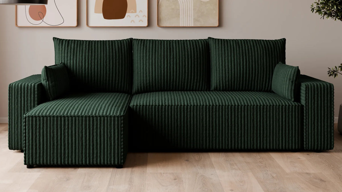 Ecksofa mit Schlaffunktion – Tobi Cordstoff Ambience, L-Form