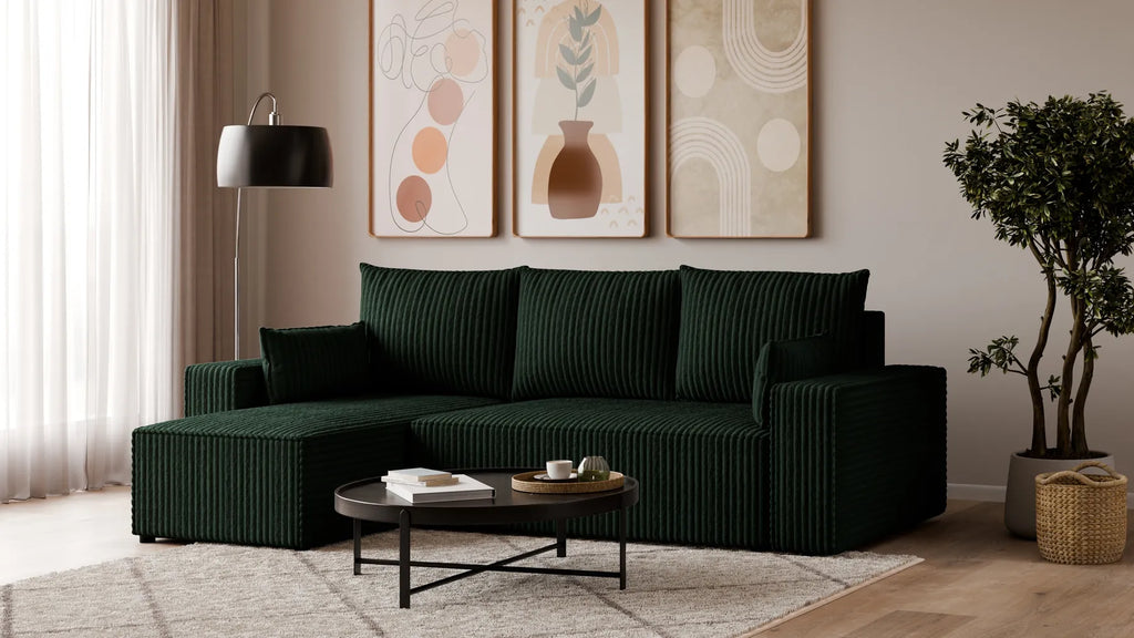 Ecksofa mit Schlaffunktion – Tobi Cordstoff Ambience, L-Form