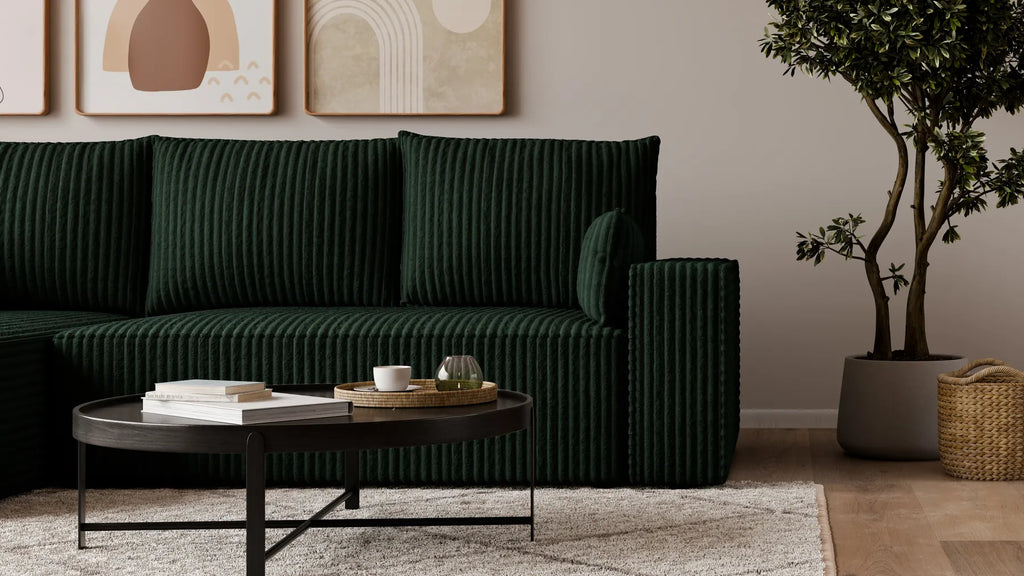 Ecksofa mit Schlaffunktion – Tobi Cordstoff Ambience, L-Form