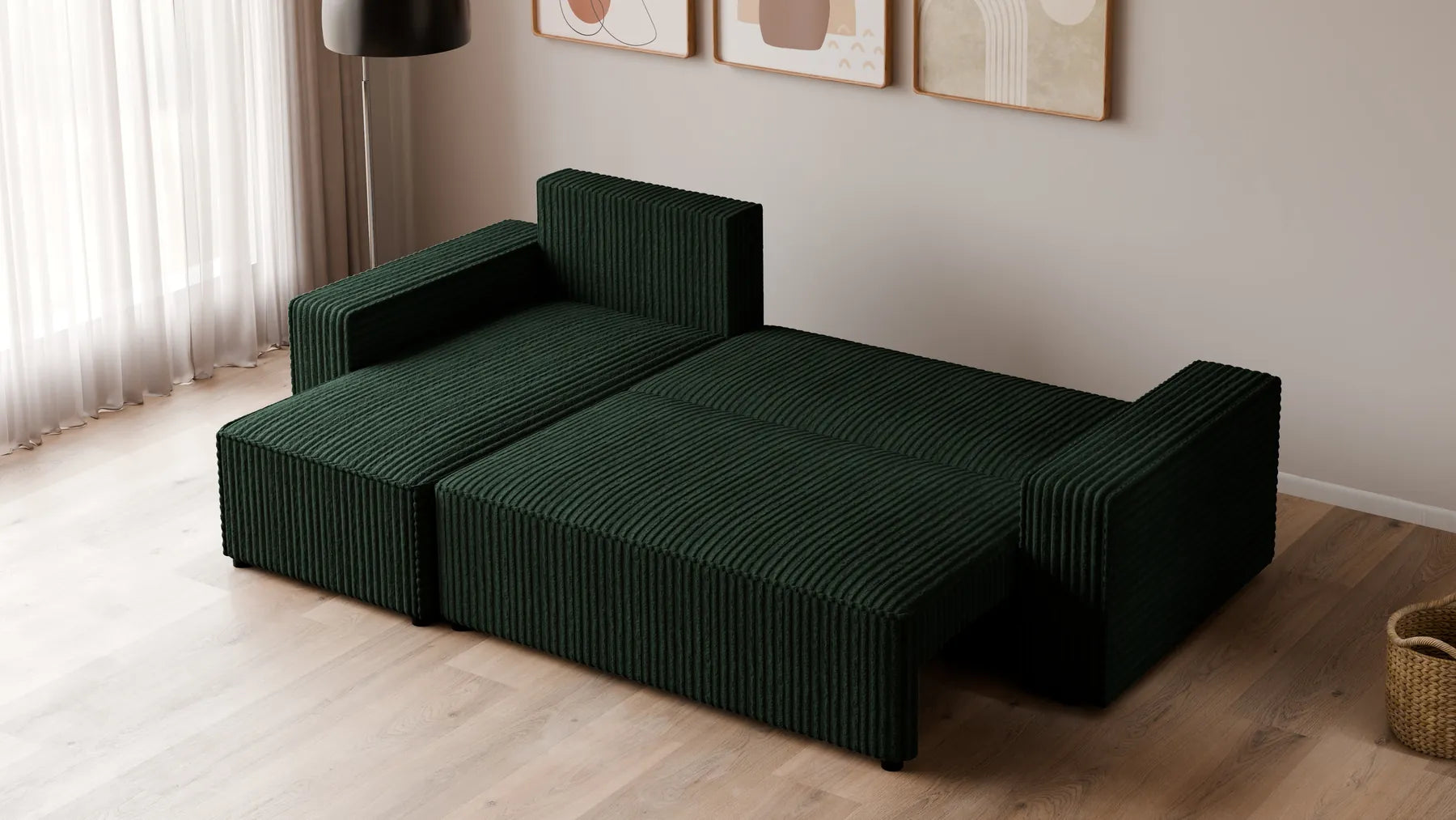 Ecksofa mit Schlaffunktion – Tobi Cordstoff Ambience, L-Form
