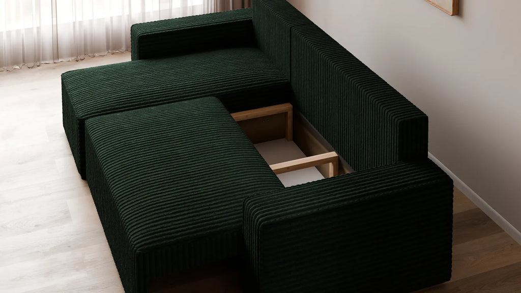 Ecksofa mit Schlaffunktion – Tobi Cordstoff Ambience, L-Form