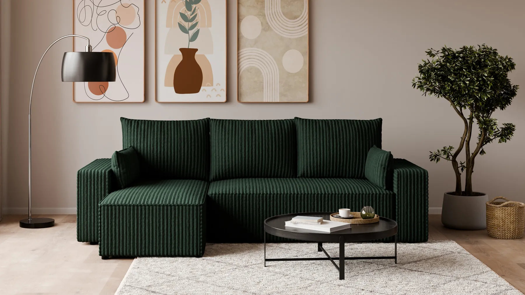 Ecksofa mit Schlaffunktion – Tobi Cordstoff Ambience, L-Form