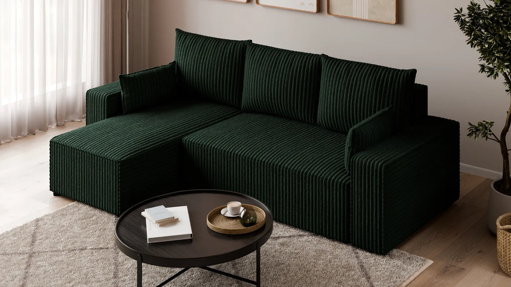 Ecksofa mit Schlaffunktion – Tobi Cordstoff Ambience, L-Form